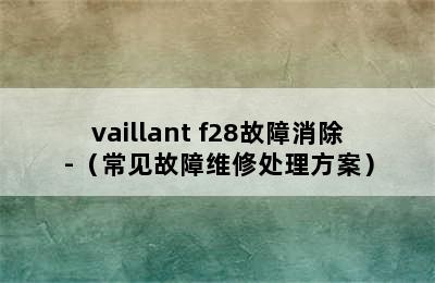 vaillant f28故障消除-（常见故障维修处理方案）